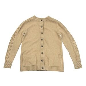 Vintage Dalton Womens Sweater Geelong Lambswool Tan 6/8 Cable Knit Old‎ Money